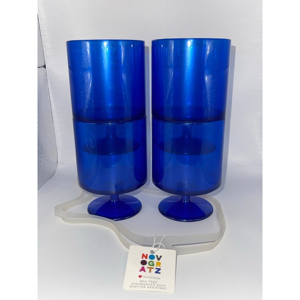 NOVOGRATZ‎ Blue Pedestal Tumblers Plastic set of 4 Outdoor
